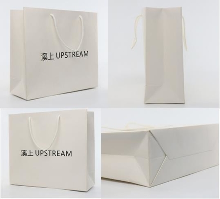 Borse su ordinazione del mestiere di ISO9001 Logo Paper Bags White Paper con rotocalcografia delle maniglie