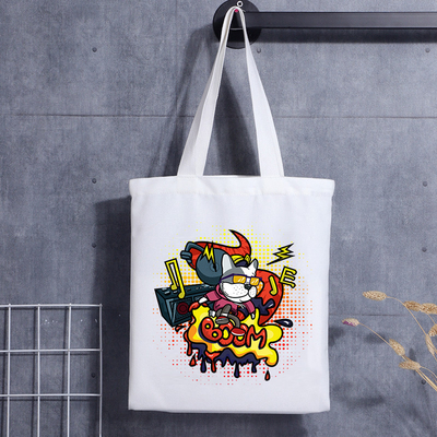 Borsa riutilizzabile in tela di cotone con stampa logo personalizzata Borsa riutilizzabile in tela personalizzata