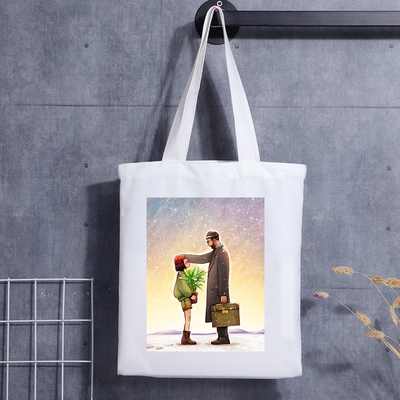 Borsa a tracolla in tela con stampa personalizzata Borsa in tela di cotone per lo shopping con lettera del fumetto