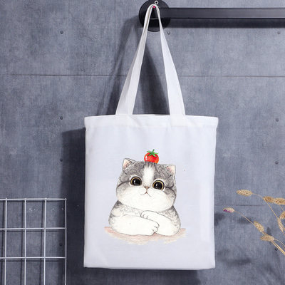 Borsa su ordinazione Cat Face Blank Shoulder Canvas Tote Bag With Logo Handbag del regalo del cane