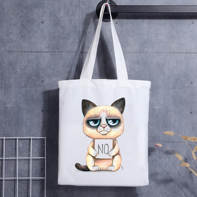 Borsa su ordinazione Cat Face Blank Shoulder Canvas Tote Bag With Logo Handbag del regalo del cane