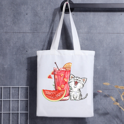Borsa su ordinazione Cat Face Blank Shoulder Canvas Tote Bag With Logo Handbag del regalo del cane