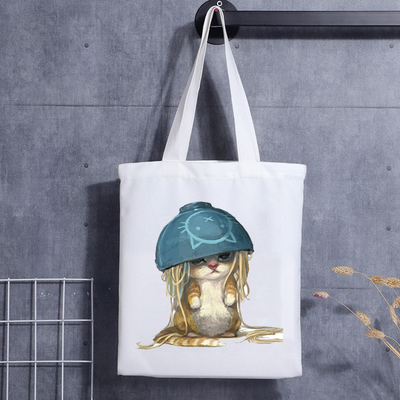 Borsa su ordinazione Cat Face Blank Shoulder Canvas Tote Bag With Logo Handbag del regalo del cane