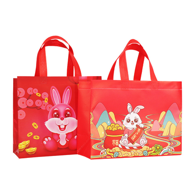 Logo Printed Rabbit Year Gift insacca biodegradabile su ordinazione non tessuto dei sacchetti della spesa