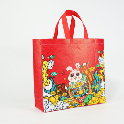 Borse non tessute del nuovo anno del regalo con le borse stampate di Logo Reusable Tote Cartoon Shopping