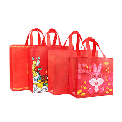 Sacchetto della spesa non tessuto riutilizzabile della maniglia del nuovo anno della borsa cinese del regalo con il logos