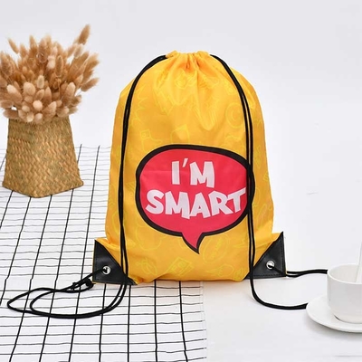 Borse non tessute promozionali gialle non tessute della borsa 105Gsm Eco del cordone della drogheria