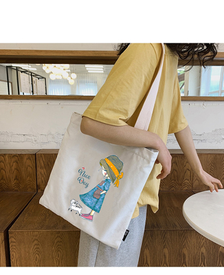 Cotone organico Tote Single Shoulder Canvas Bag Eco amichevole
