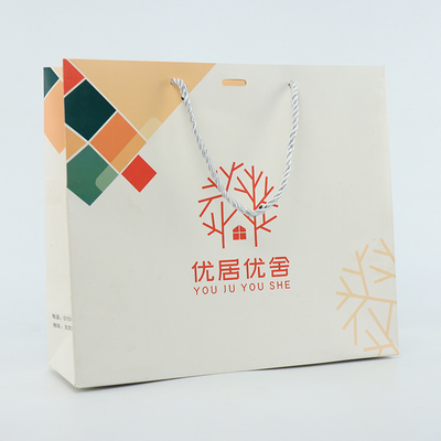 L'acquisto del boutique copre Logo Paper Bag Printed White su ordinazione con la maniglia del nastro