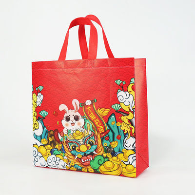 Borse non tessute del nuovo anno del regalo con le borse stampate di Logo Reusable Tote Cartoon Shopping